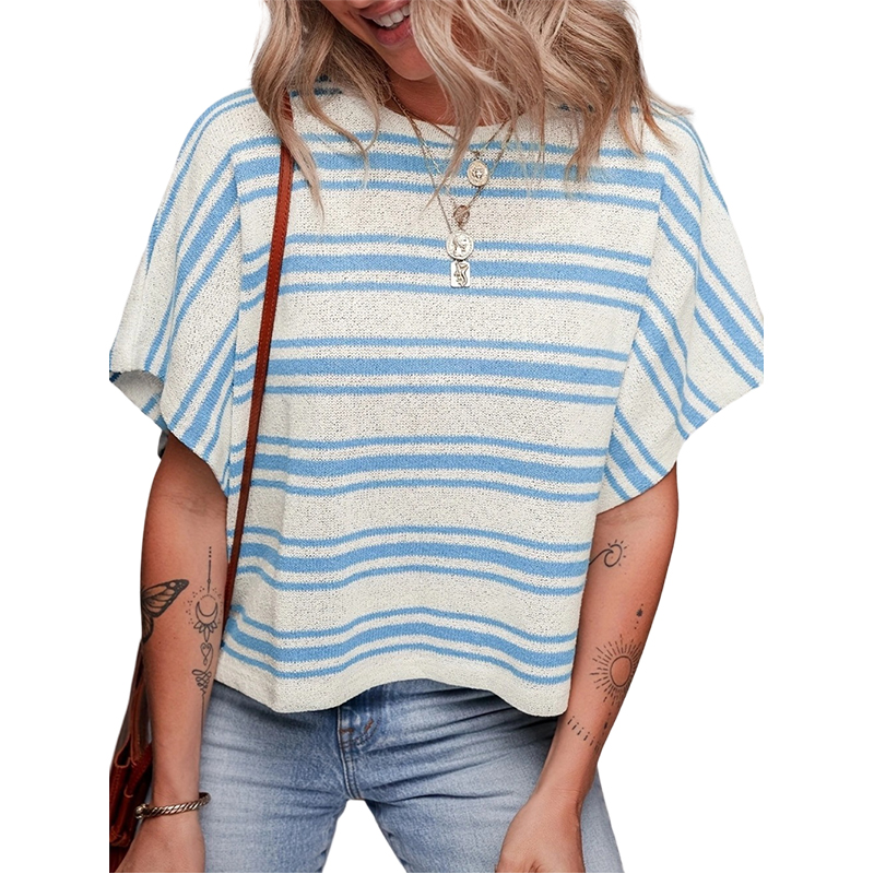 Women's Summer Loose All-Match Striped Pullover Sweater